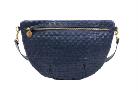 Clare V. - Grande Fanny in Bleu Marine Woven Checker
