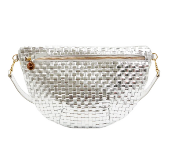Clare V. - Grande Fanny in Silver Specchio Woven Checker