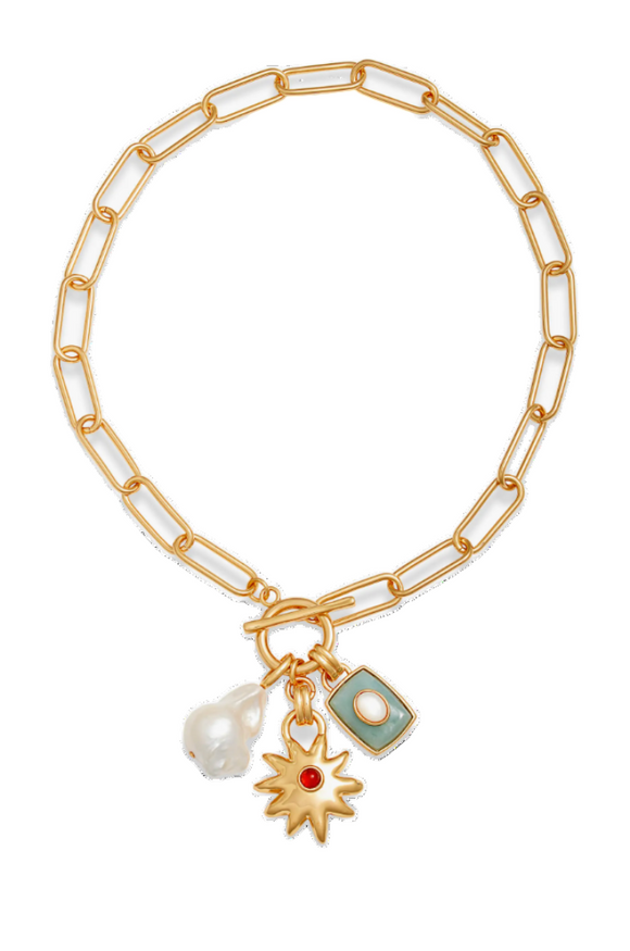 Lizzie Fortunato - Helios Charm Necklace in Sea Multi