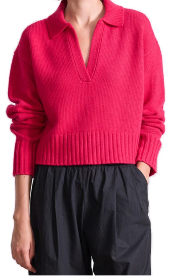Apiece Apart - Split Neck Henley in Cerise
