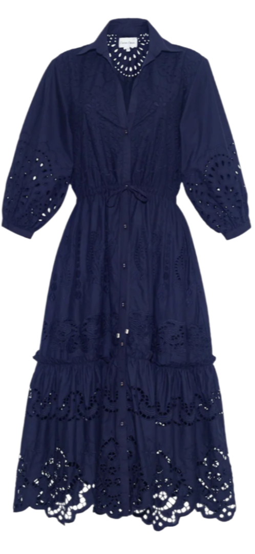 Cara Cara - Hutton Dressin Navy Embroidered Eyelet