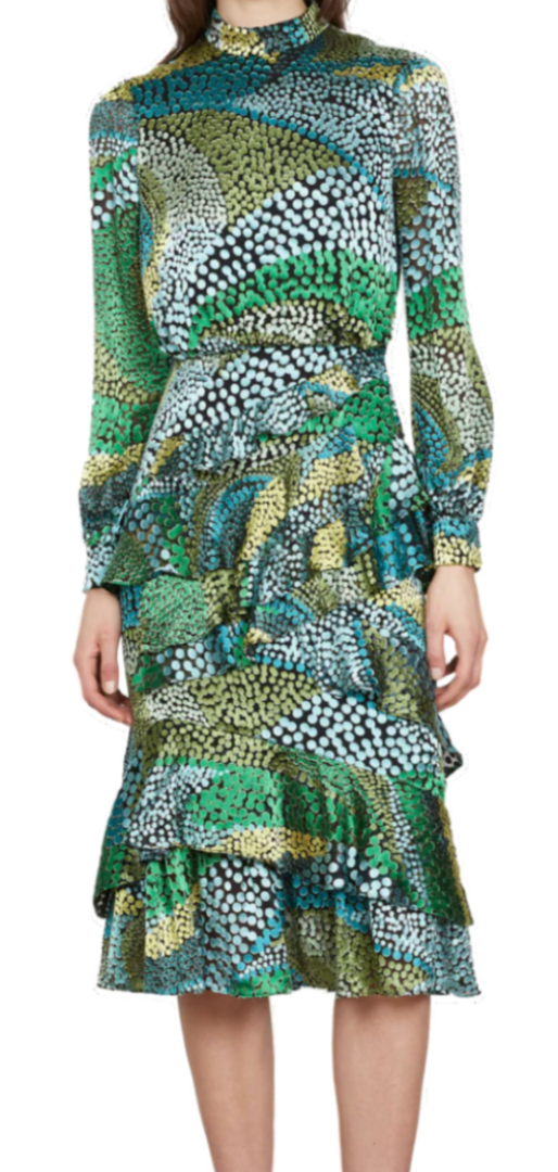 Saloni - Isa Ruffle Dress in Jungle