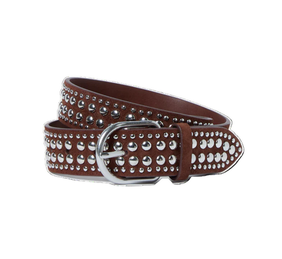 Loeffler Randall - Isaac Studded Belt in Espresso/Silver