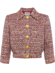 L'AGENCE - Jia Crop Jacket in Mauve/Tan Multi Tweed