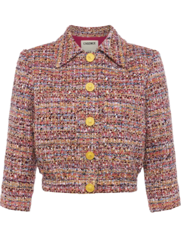 L'AGENCE - Jia Crop Jacket in Mauve/Tan Multi Tweed