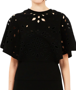 Ulla Johnson - Josie Cape Sleeve Knit Top in Noir