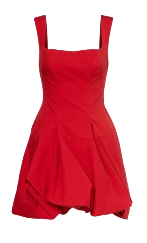 SIMKHAI - Juni Tank Bubble Mini Dress in Crimson