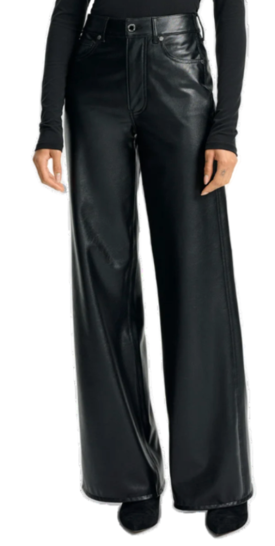 Veronica Beard - Kasey Leather Wide Leg Pant in Black
