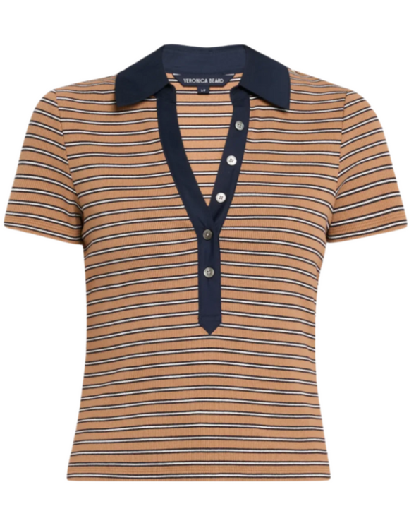 Veronica Beard - Kearney Tee with Scoop Combo in Brown Multi