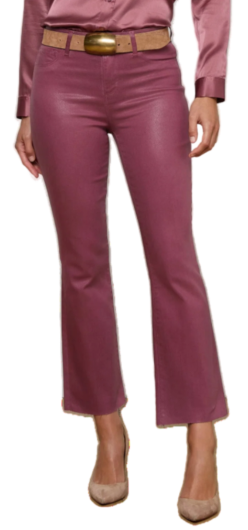 L'AGENCE - Kendra Crop Flare in Deep Mauve Coated
