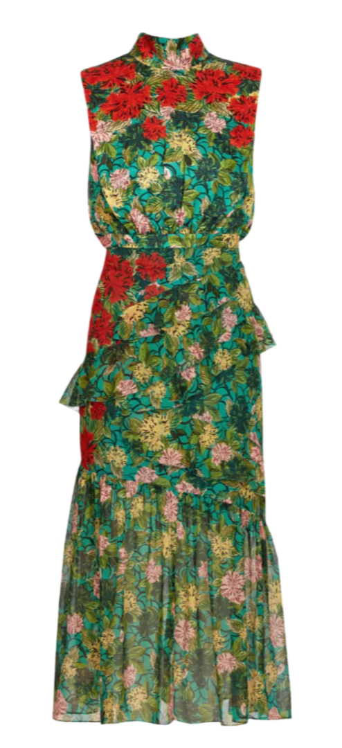 Saloni - Fleur Ruffle Dress in Lantana Bloom