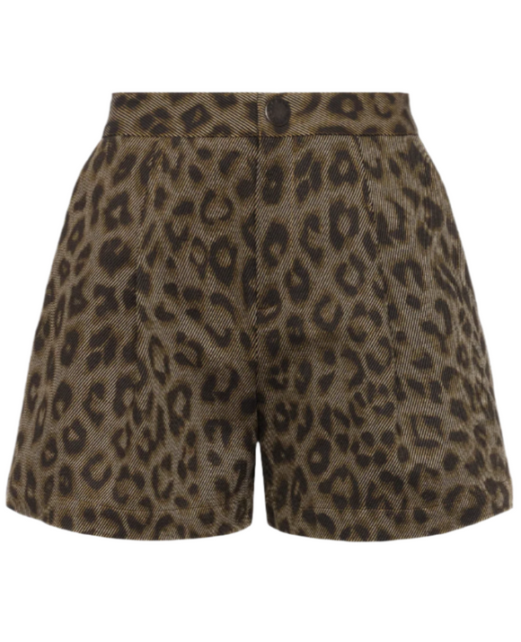 L'AGENCE - Saige Safari Short in Tan Multi Leopard