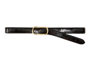 Veronica Beard - Croc Embossed Loop Belt in Black