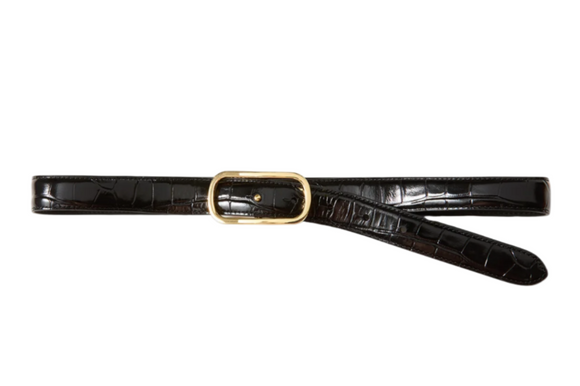 Veronica Beard - Croc Embossed Loop Belt in Black