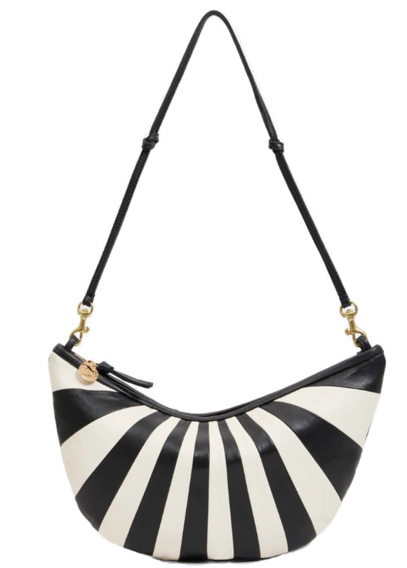 Clare V. - Lune Bag in Black/Cream Sunburst Nappa