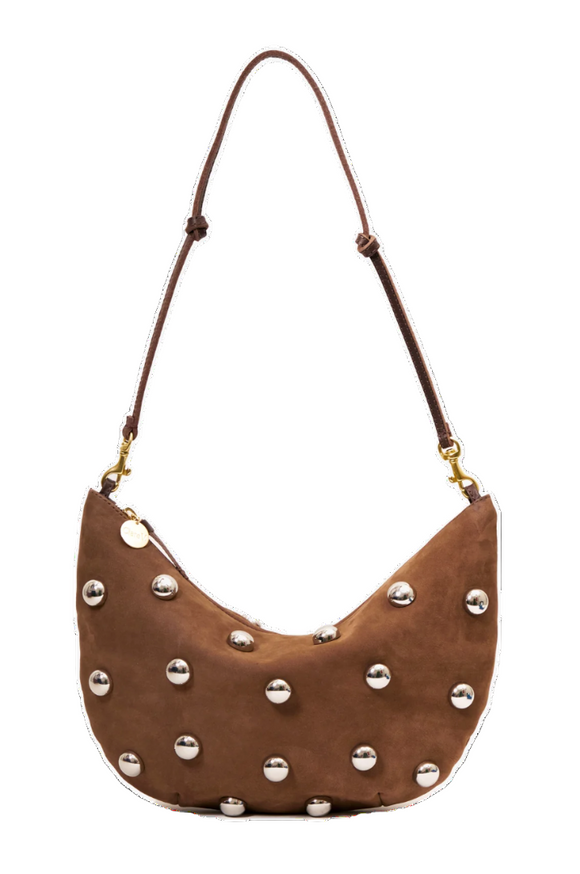 Clare V. - Lune Bag in Choco Bar Smooth Nubuck with Studs