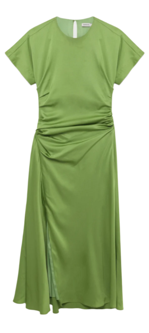 SIMKHAI - Marabella Draped Midi Dress in Deep Peridot