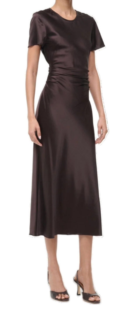 STAUD - Marcel Silk Dress in Earth