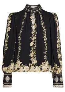 Alice + Olivia - Marion Cropped Pleated Blouse in Free Falling