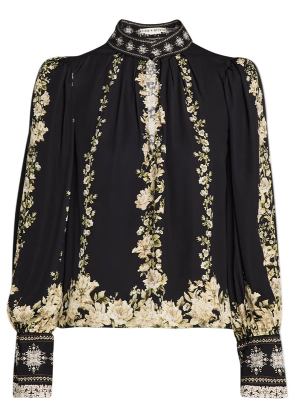 Alice + Olivia - Marion Cropped Pleated Blouse in Free Falling