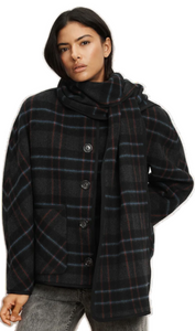Veronica Beard - Martine Dickey Coat with Scarf in Black Multi