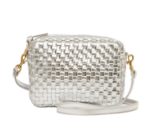 Clare V. - Midi Sac in Silver Specchio Woven Checker