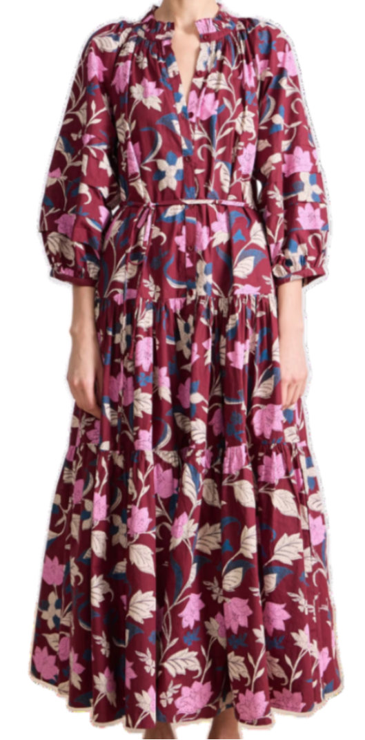 Apiece Apart - Noto Maxi in Essa Floral Merlot