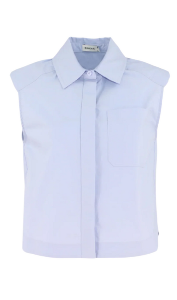 SIMKHAI - Winslow Cropped Shirt in French Blue