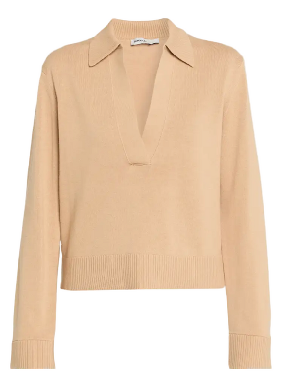 SIMKHAI - Long Sleeve Polo in Light Camel