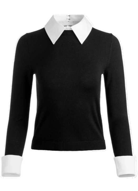 Alice + Olivia - Porla Collared Sweater in Black