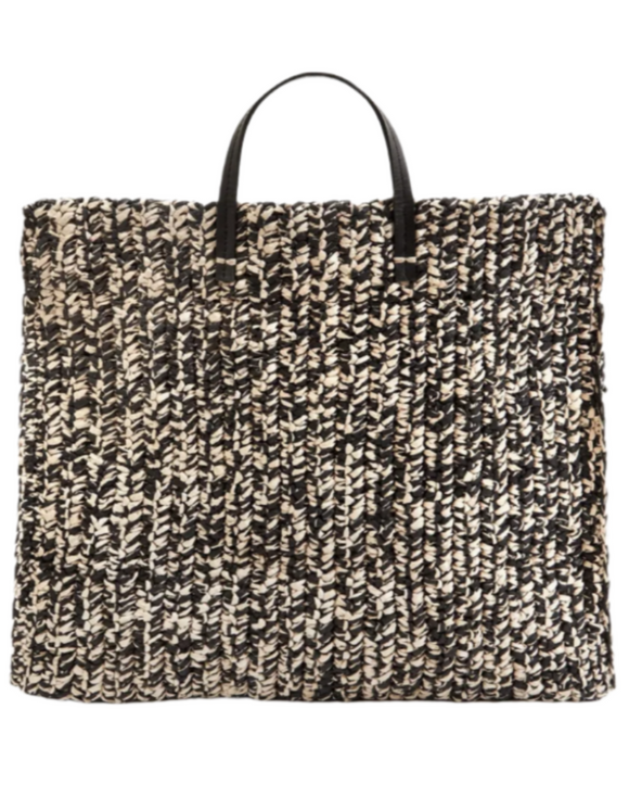 Clare V. - Summer Simple Tote in Black/Cream Raffia