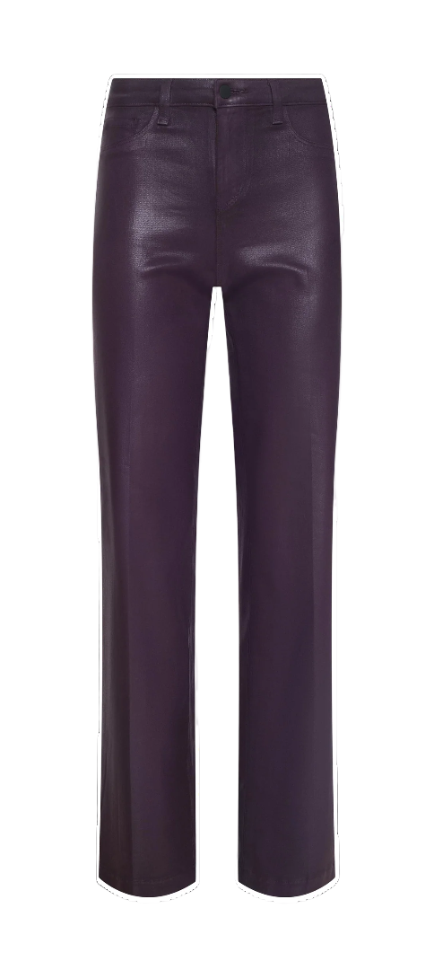 L'AGENCE - Scottie Wide Leg Pant in Dark Malbec Coated