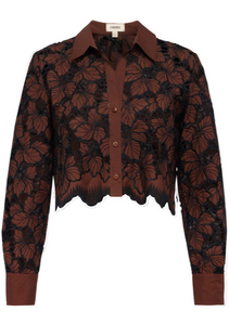 L'AGENCE - Seychelle Cropped Buttondown in Hot Fudge/Black