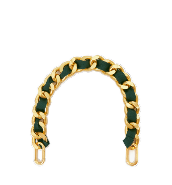 Clare V. - Shortie Strap in Evergreen Grossgrain Curb Chain