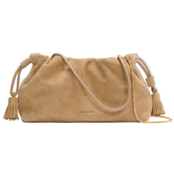 Veronica Beard - Small Suede VB Stash Bag in Latte