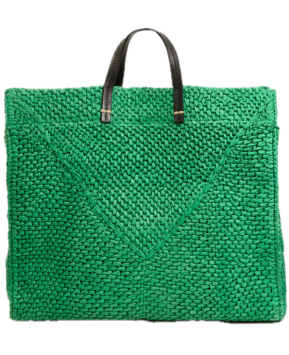 Clare V. - Summer Simple Tote in Green Apple Raffia