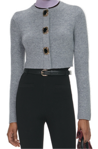 Self Portrait - Wool Cardigan in Grey