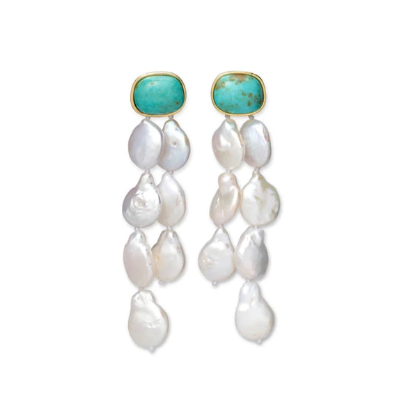 Lizzie Fortunato - Turquoise Holiday Earrings in White